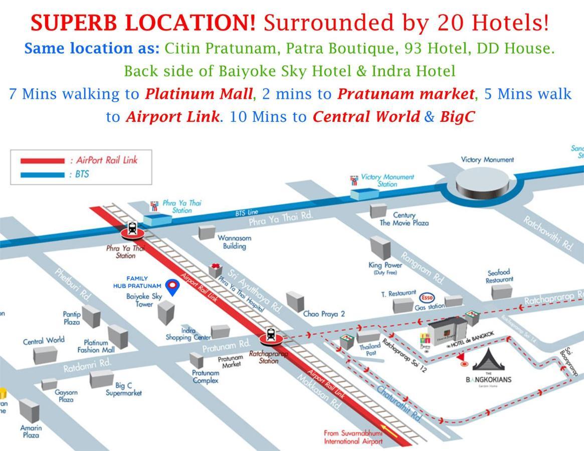 Family Hub Pratunam 7 Free Airport Pickup Min 3Nights And 4Adults Stay Bangkok Exterior photo